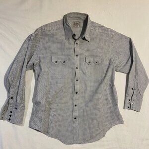 Rockmount Ranch Wear Western Shirt Mens Large White Black Snap Flap Pockets